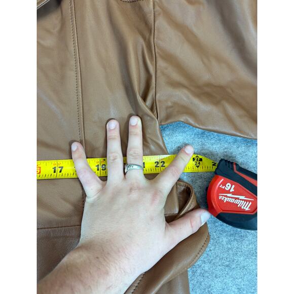 Deadwood Leather Trench Coat Womens XL Brown Lined Belted Winter Cozy Outdoor - Picture 3 of 8